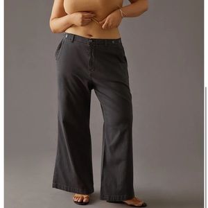 Anthropologie Pilcro 27 Slouchy Chino Wide Leg Pants Sundrenched Black 140$